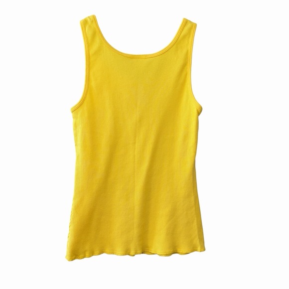 VTG Y2K Old Navy Womens Embroidered Strawberry Ribbed Lace Up Tank Size M Yellow - Picture 3 of 13